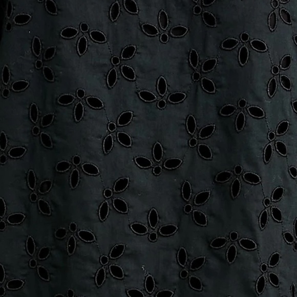 J.Crew *TALL* Black Long-Sleeve Ruffle-Trim Mini Dress in Eyelet - Picture 2 of 5